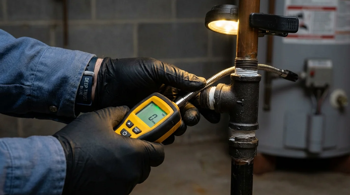 Gas leak detection with electronic sniffer by Johns Plumbing LLC in Buda