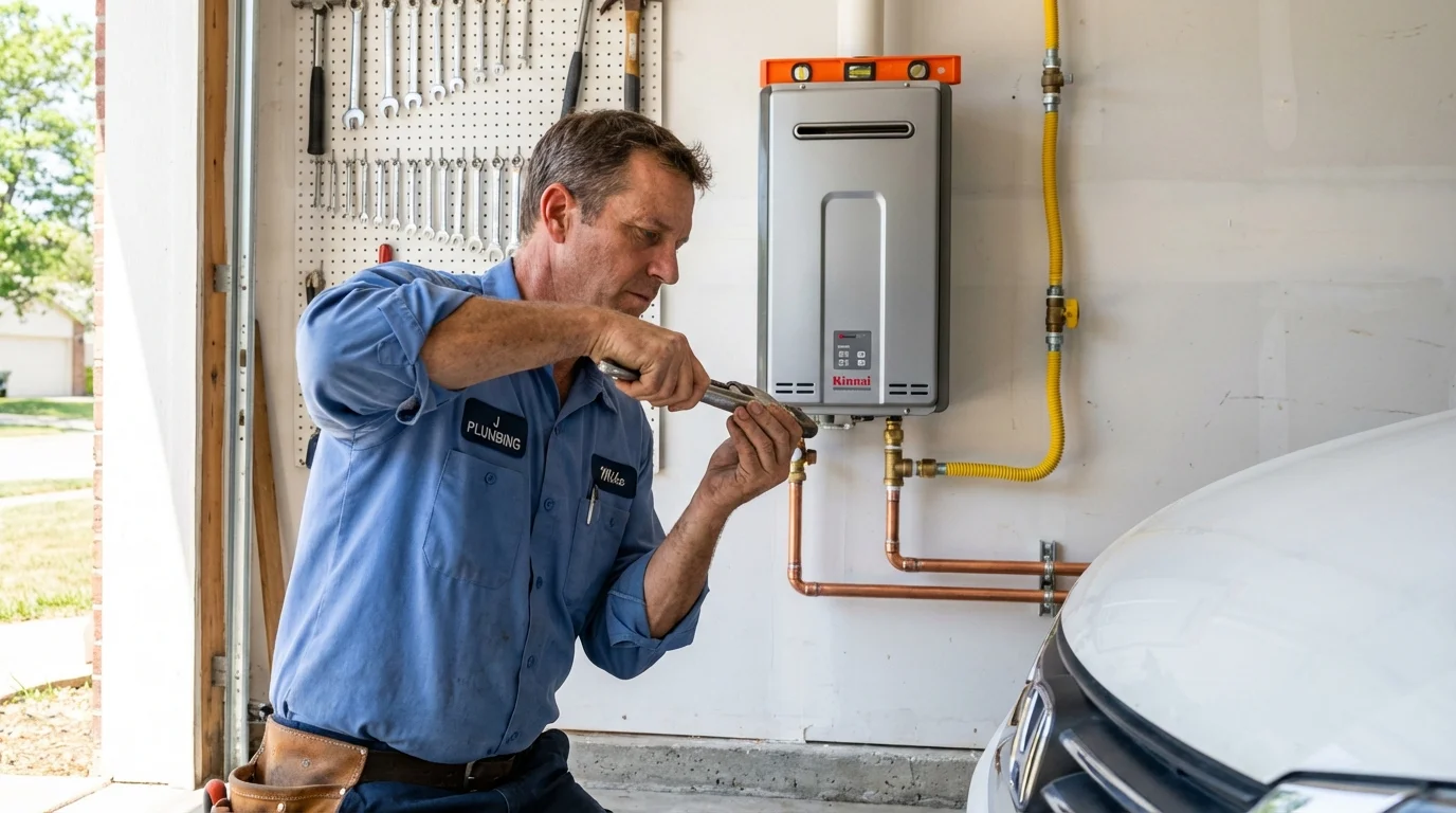 Tankless water heater installation by a Johns Plumbing LLC plumber in Buda